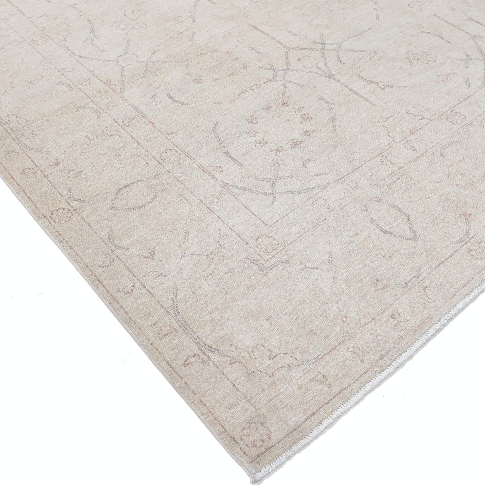 Grand tapis noué à la main 270 x 371 cm pour salon, laine beige photo buy