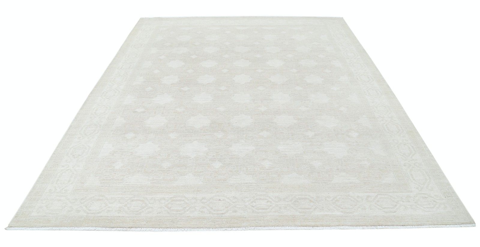 8x9.6 Ft Hand Knotted Large Area Rug For Living Room Decor. Beige Wool Carpet photo Textiles