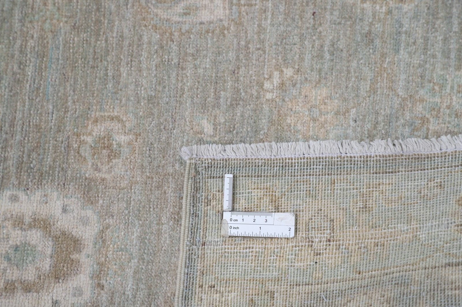 Tapis en laine noué à la main, bleu clair et ivoire, tons doux, 0,79 x 1,27 m (2,6 x 4,2 pi) photo 537.0