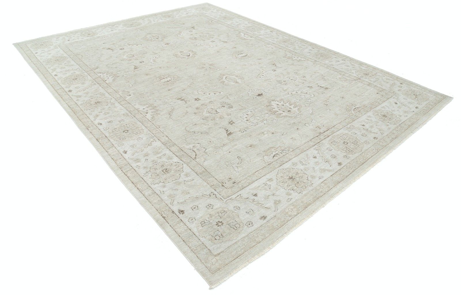 9x11.7 Ft Hand Knotted Large Area Rug For Living Room. Beige Wool Carpet photo furniture