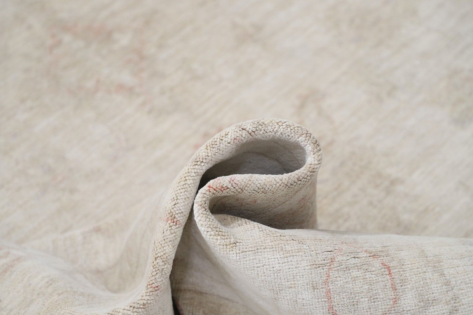 6.7x8.3 Ft Hand Knotted Oushak Wool Rug. Beige Turkish Carpet With Floral Design photo vinterior