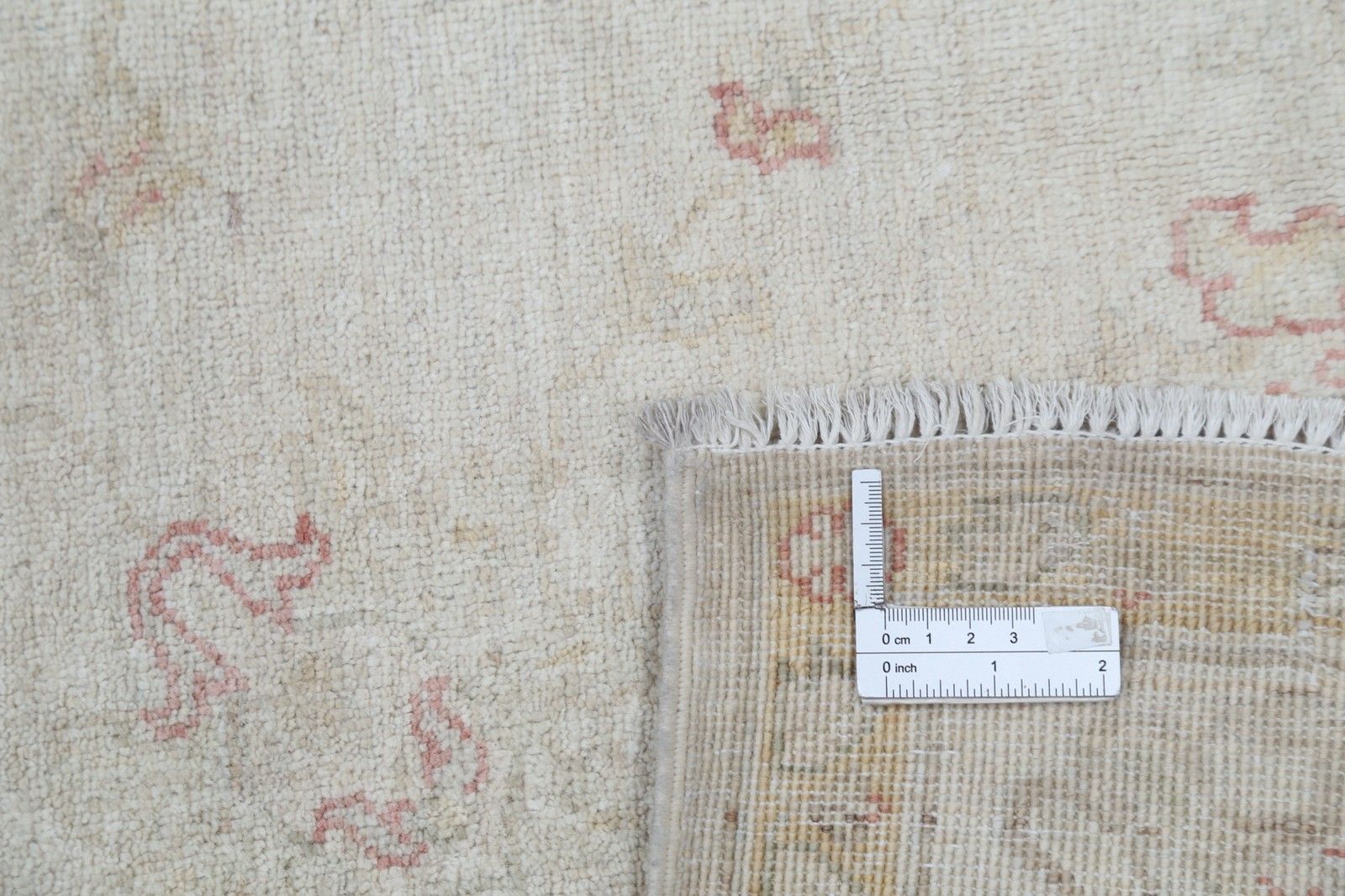 5,4x6,2 ft Handgeknoopt Beige Wollen Oushak Vloerkleed met Allover Bloemmotief photo buy