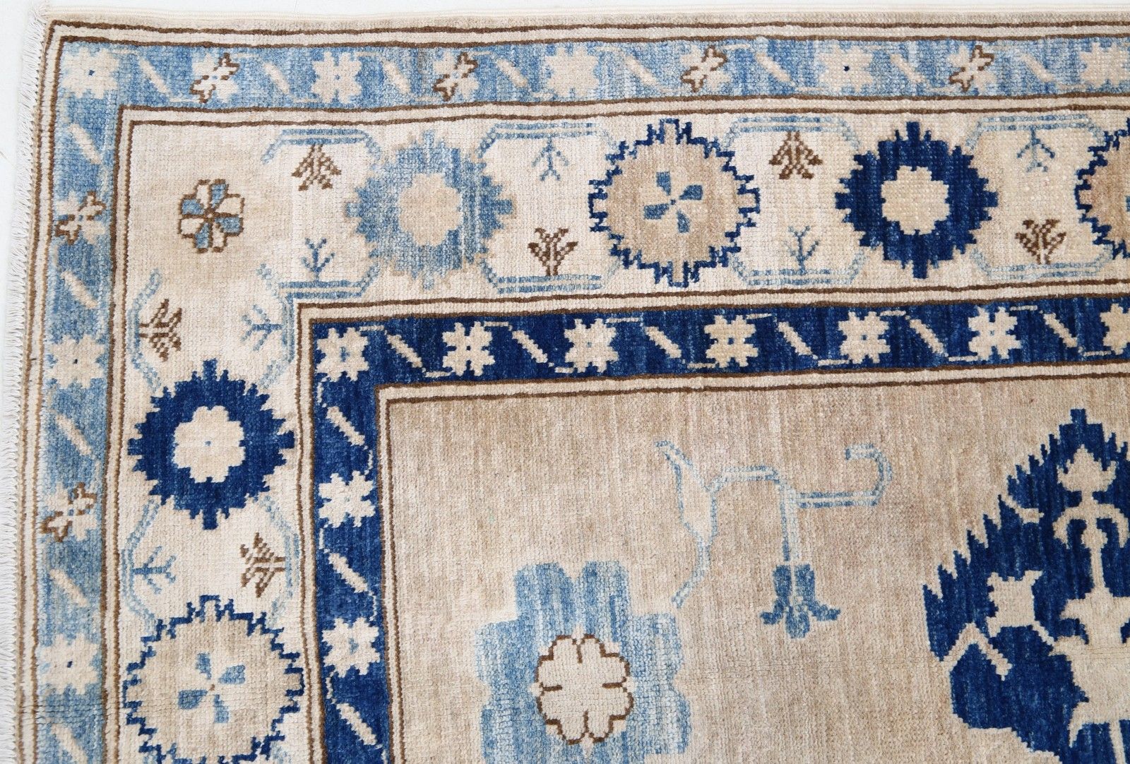 4,7 x 6,6 ft, 100% natuurlijke wol, handgeknoopt Turks vloerkleed voor de woonkamer photo vinterior