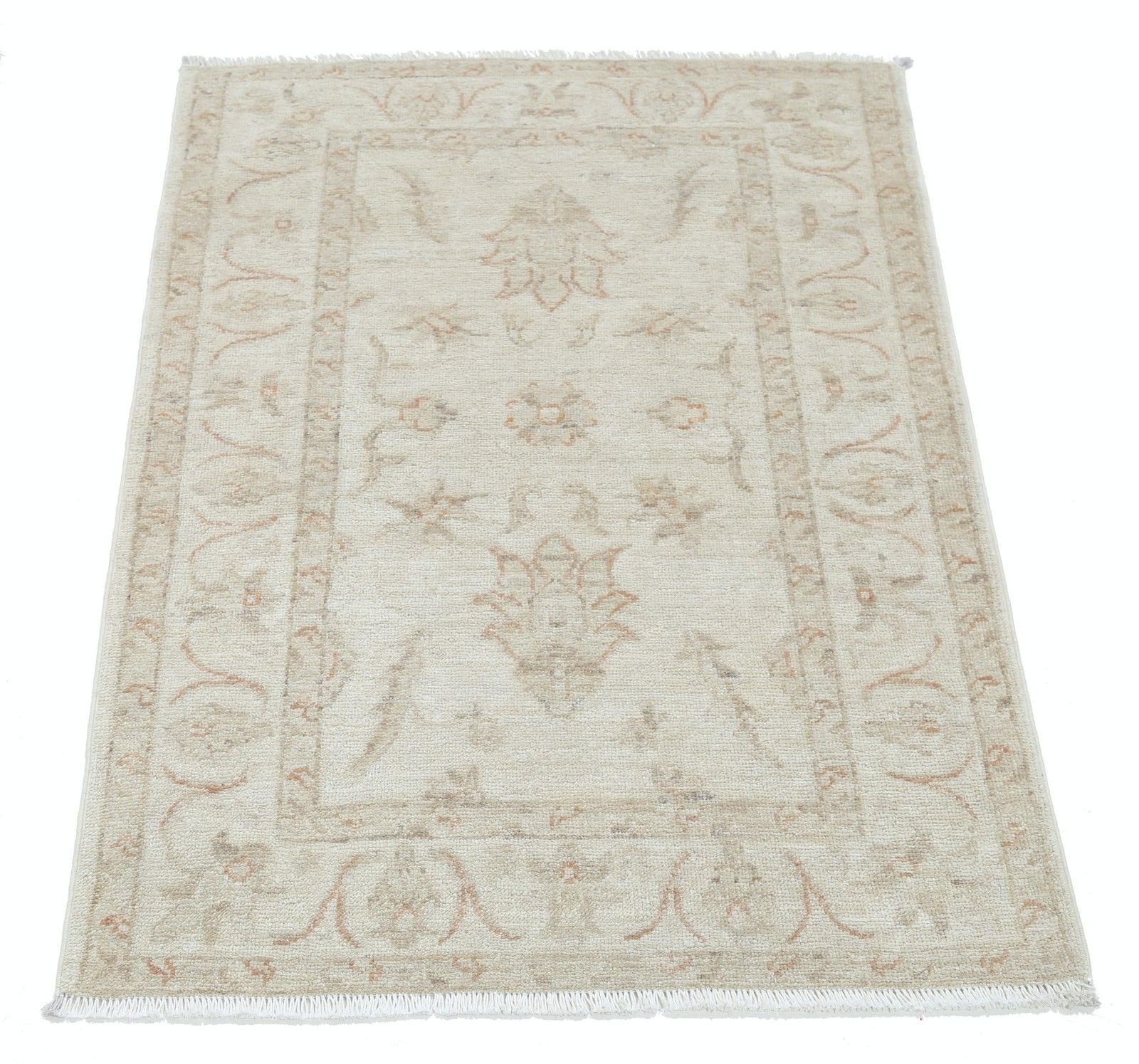 2.6x3.6 Ft Handmade Oushak Rug. Beige Accent Rug With Floral Design. 100% Wool photo Textiles