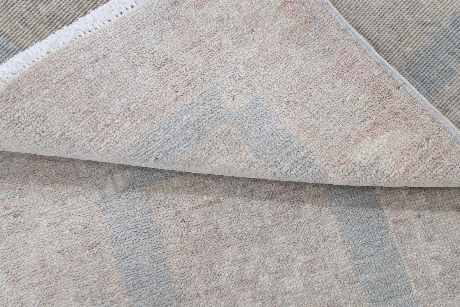 2x3 Ft Hand Knotted Ivory, Light Blue, Blush Wool Area Rug With Geometric Design photo Textiles