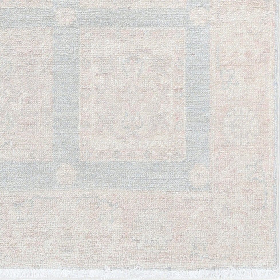 2x3 Ft Hand Knotted Ivory, Light Blue, Blush Wool Area Rug With Geometric Design photo buy