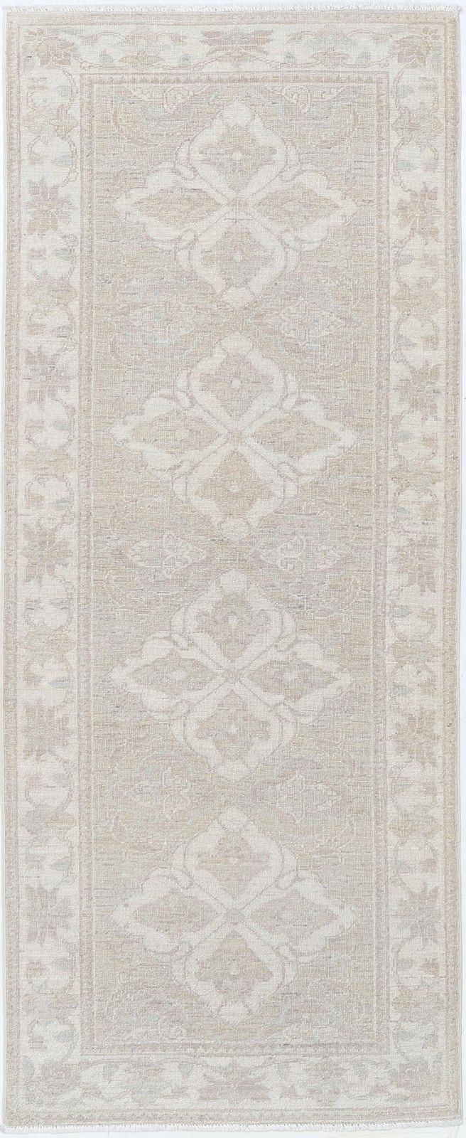 2.5x6.6 Ft Hand Knotted Hallway Runner Rug. Beige Corridor Rug. Wool Kitchen Rug