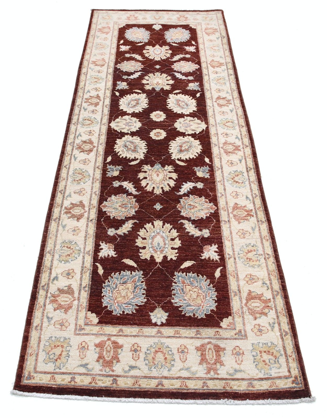 2.7x8 Ft Hand Knotted Red, Beige Runner Rug For Kitchen. Wool Hallway Rug photo Textiles