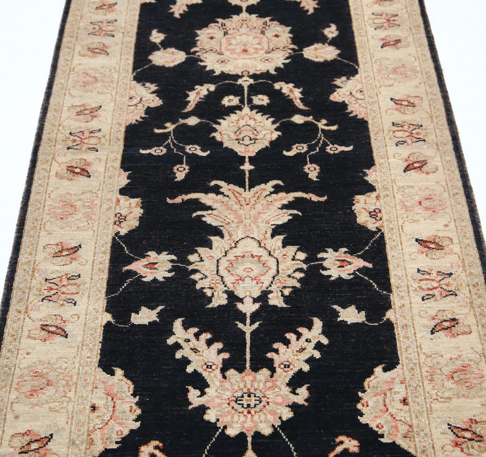 2.7x9.7 Ft Handknotted Black Hallway Runner Rug For Corridor. Floral Kitchen Rug photo 1280.0