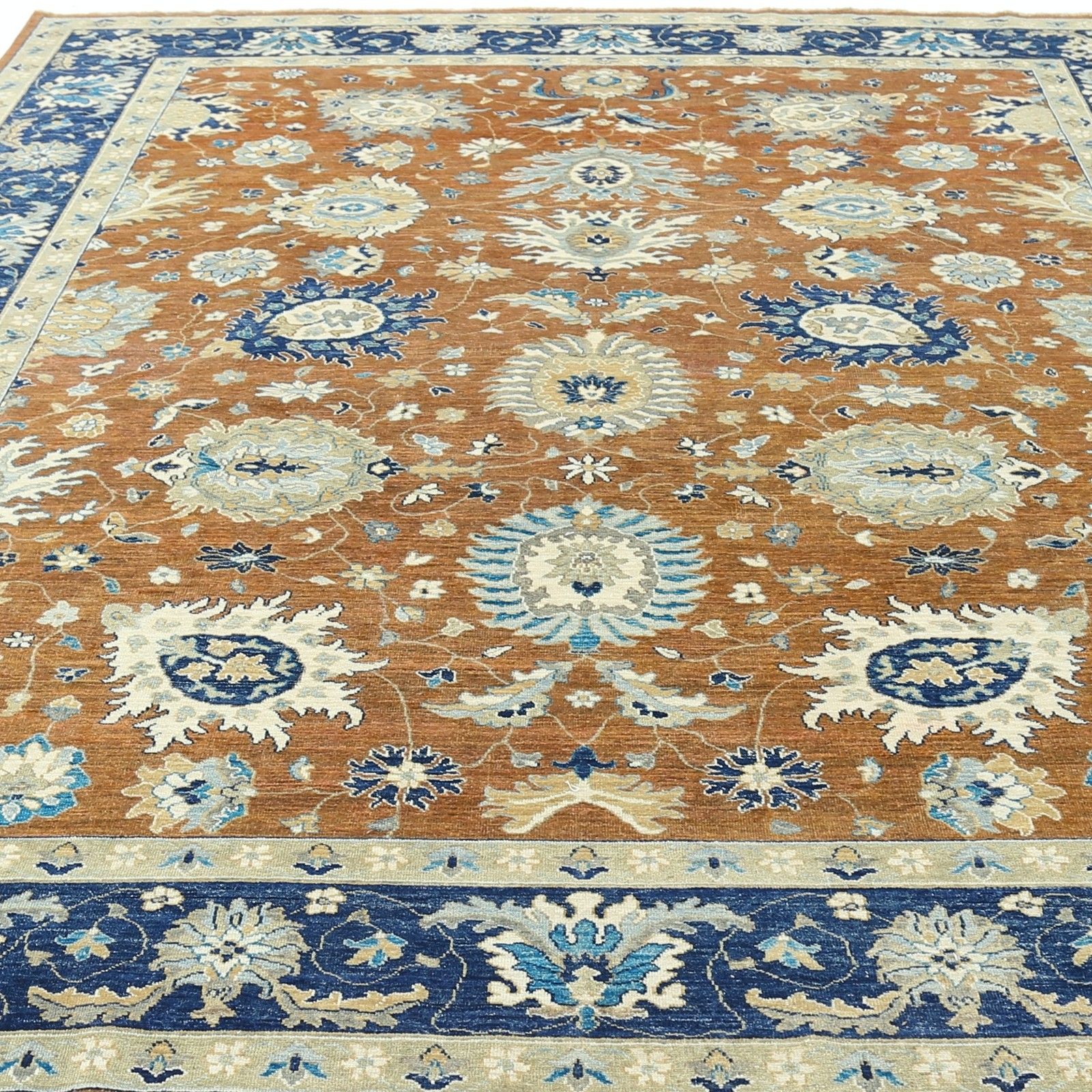 Grand tapis fait main 2,65 x 3,48 m pour salon, motif floral photo vinterior