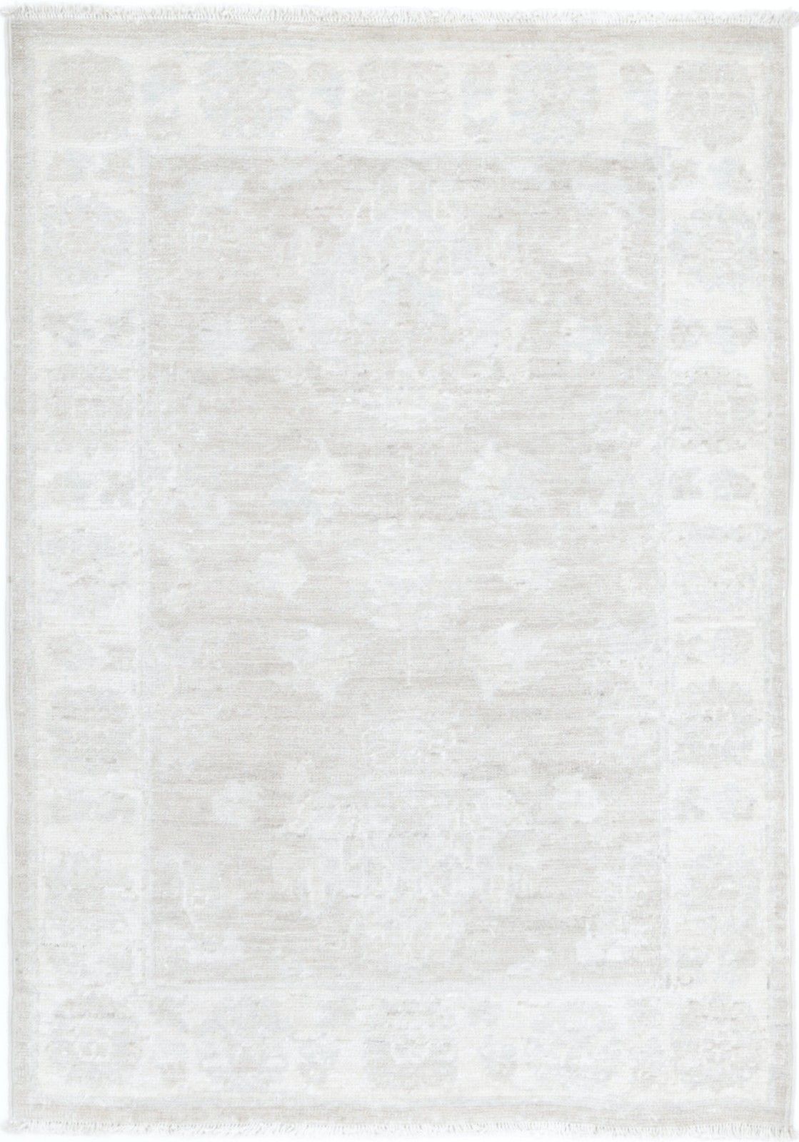 2,2x3,2 ft handgeknoopt vloerkleed met bloemmotief, Oushak, in zachte tinten. 100% wol