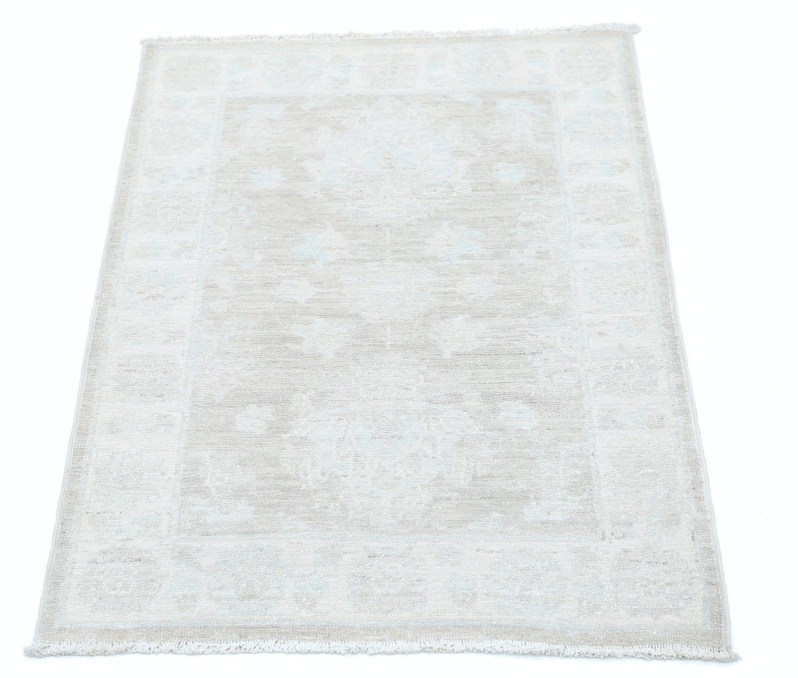 2,2x3,2 ft handgeknoopt vloerkleed met bloemmotief, Oushak, in zachte tinten. 100% wol photo Textiel