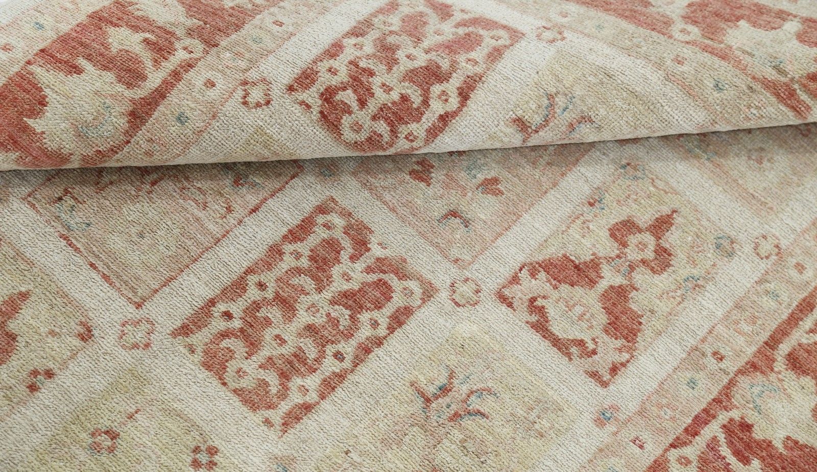 Tapis en laine noué à la main, rouille et beige, 1 x 1,5 m - Tapis d'accent à panneaux géométriques photo vinterior