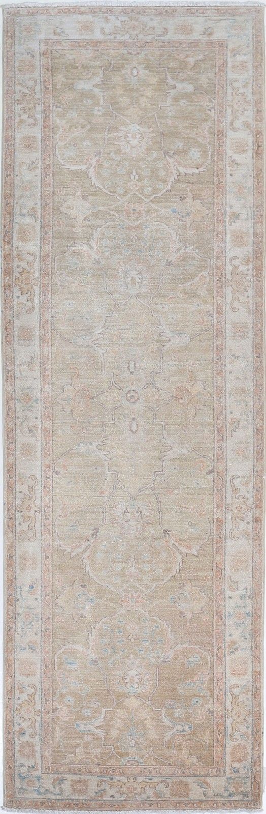 2.6x9.7 Ft Handknotted Wool Runner Rug. Corridor Runner. Kitchen Runner Rug