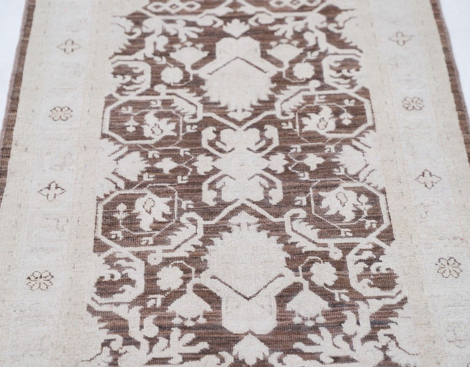2,6x8 Ft Handgeknoopt Turks Keukenloper in Beige, Bruin. Gangloper photo for sale