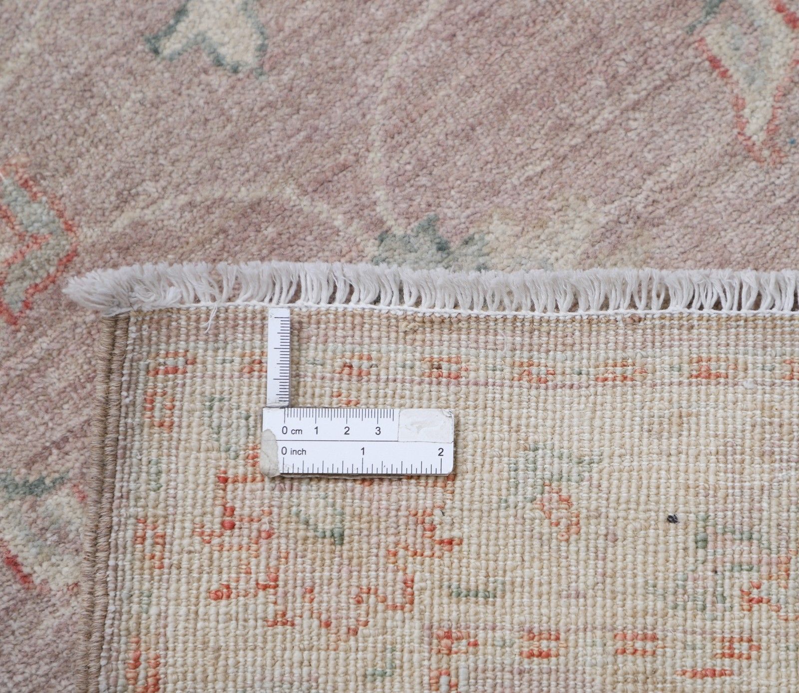Tapis de couloir en laine, noué à la main, rose poudré et ivoire, 0,76 x 3,71 m. Motif floral photo 1436.0