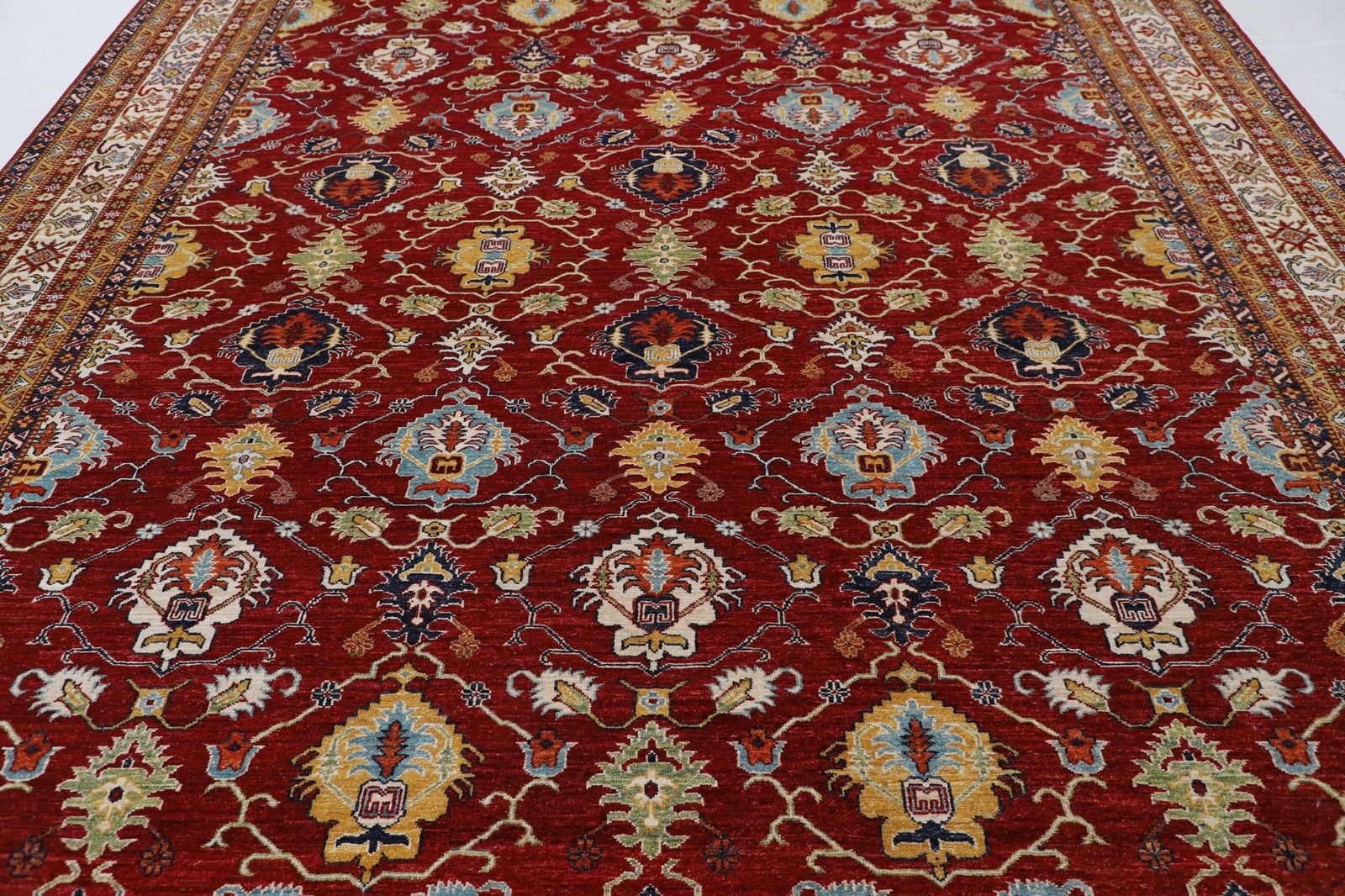 10.2x14.2 Ft Handknotted Large Area Rug For Living Room Decor. Tribal Red Carpet photo for sale