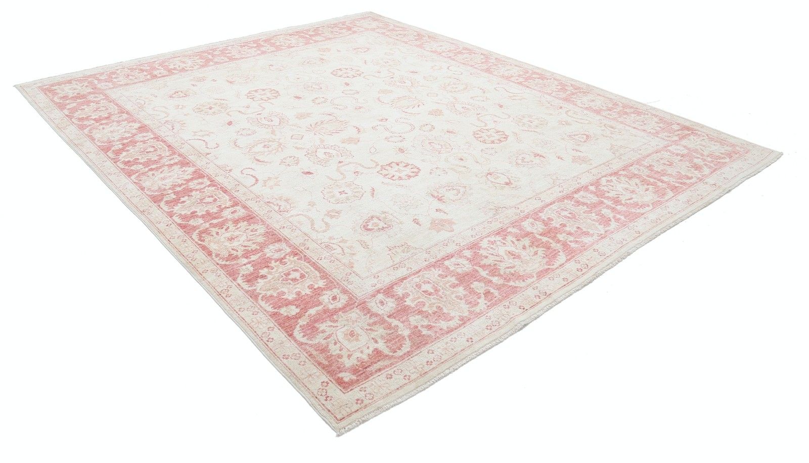 8.2x9.7 Ft Hand Knotted Rug In Pink And Beige. Traditional Floral Carpet photo for sale