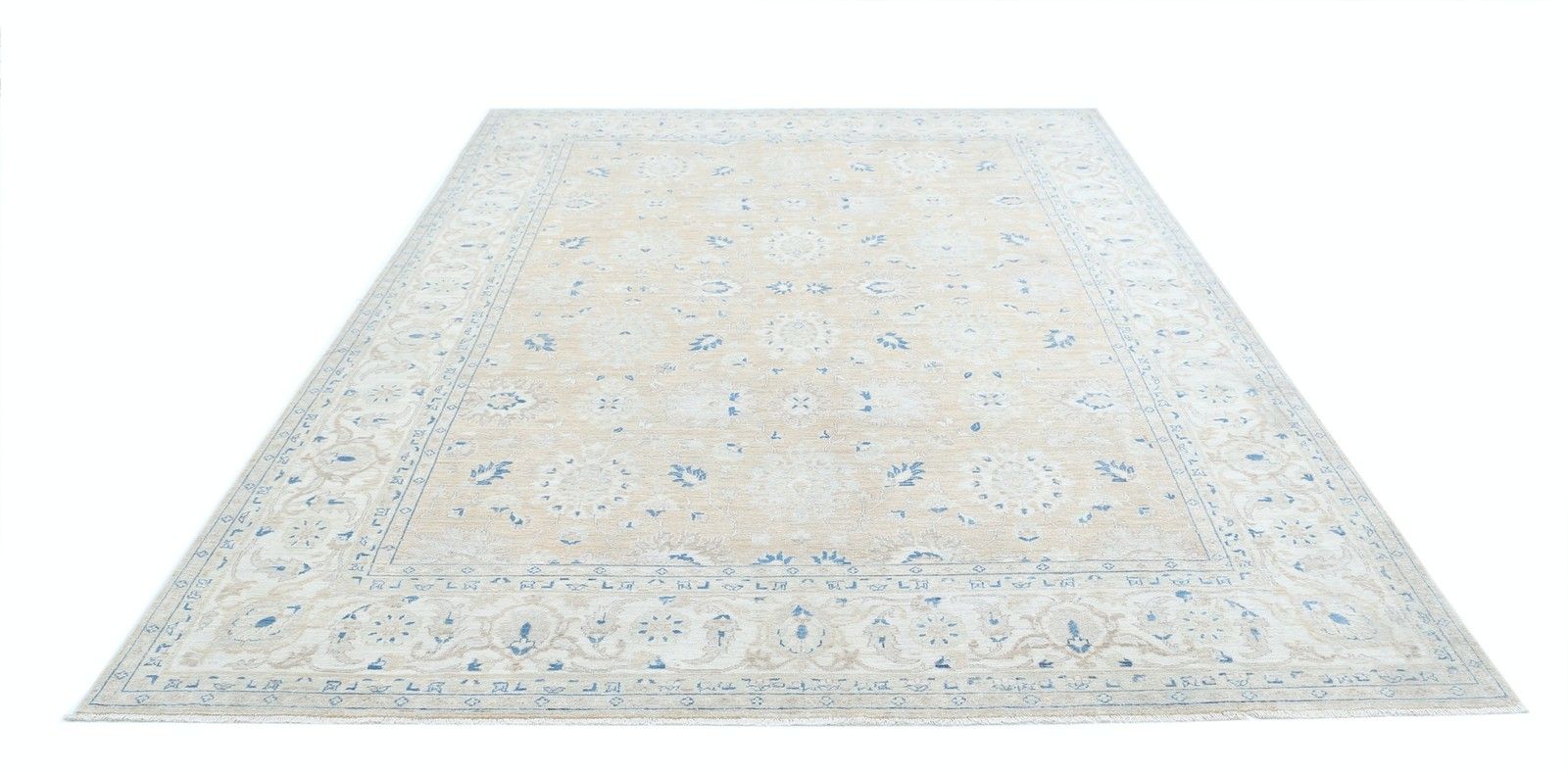 Handgeknoopt wollen vloerkleed, 237 x 338 cm, voor woonkamer - bloemmotief photo Textiel