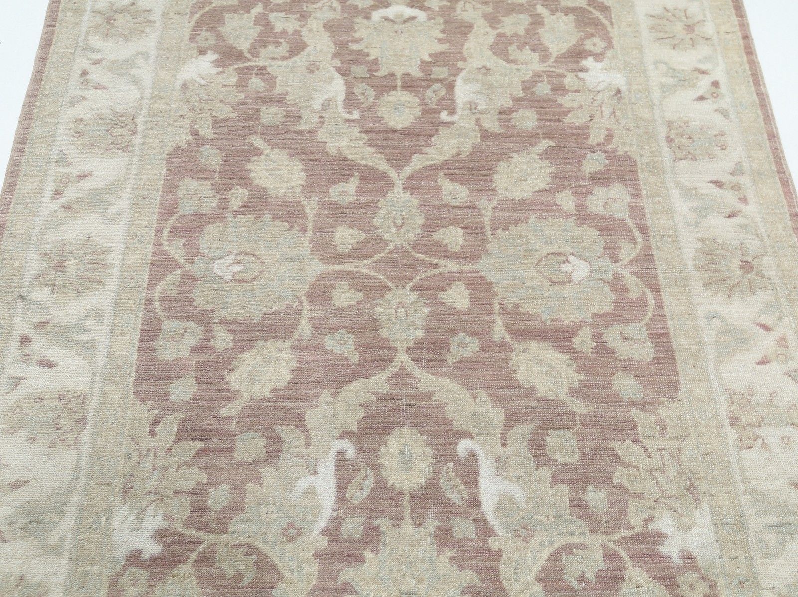 4.2x6.2 Ft Handmade Blush And Ivory Area Rug. Turkish Floral Design Accent Rug photo for sale