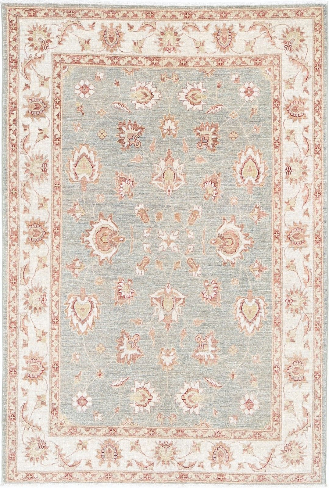 4,8 x 7,2 ft Handgeknoopt Floraal Oushak Vloerkleed voor de Woonkamer. 100% Wol