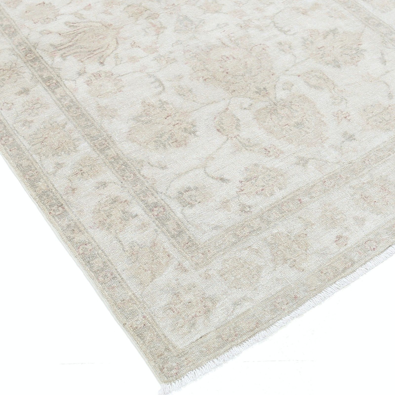 Tapis turc noué à la main à motif floral, 4 x 6 pi. Tapis d'appoint beige, neuf photo buy
