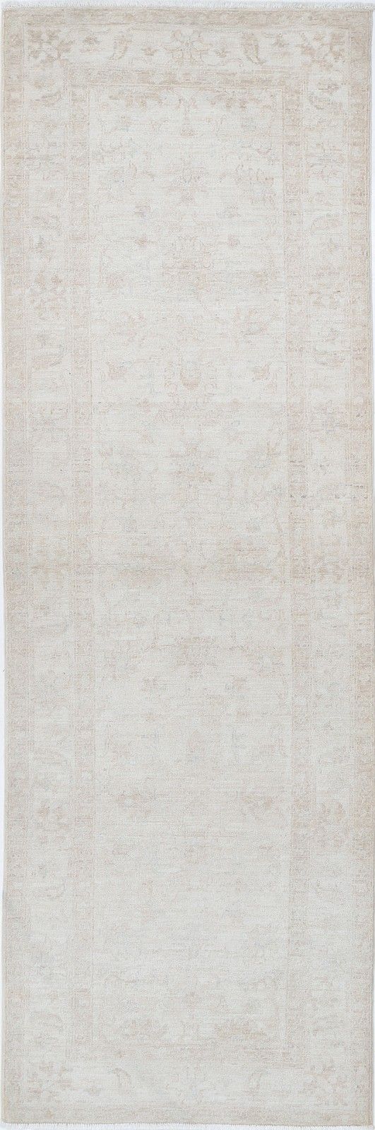 2,6 x 8,6 ft beige loper voor gang - handgeknoopt Turks wollen tapijt