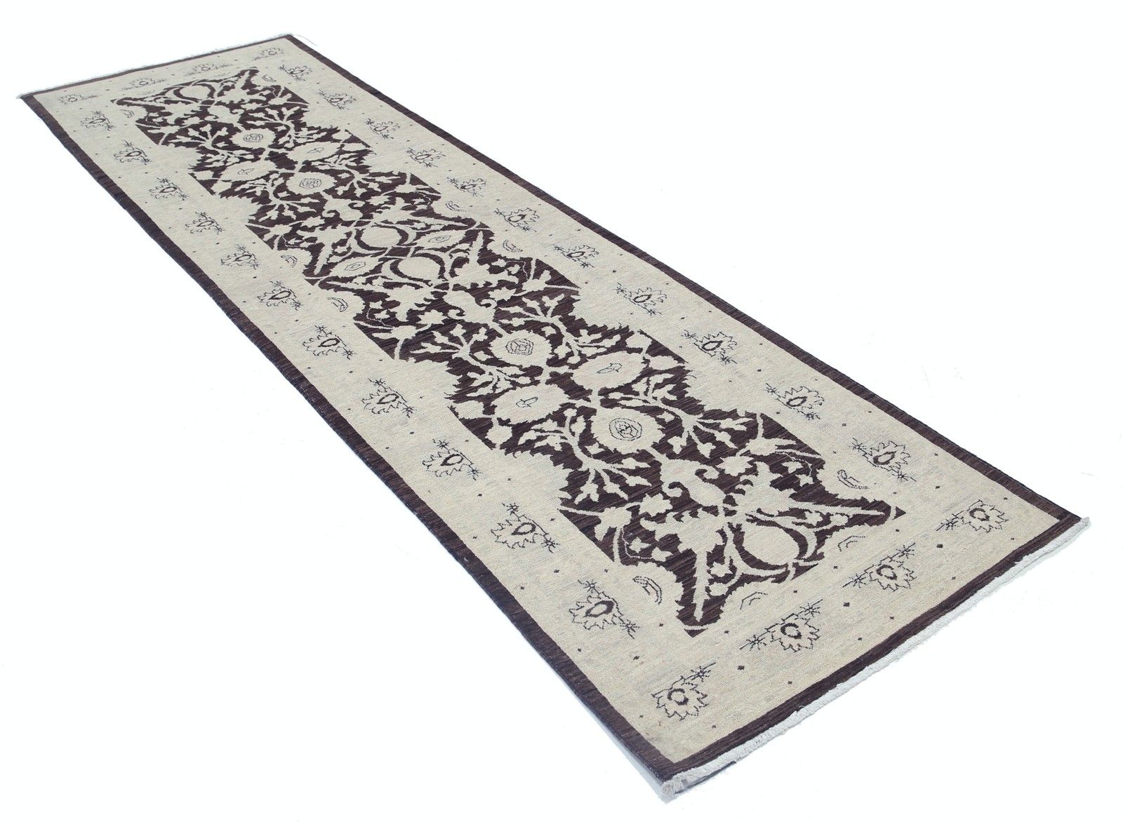 3x10 Ft Floral Hallway Runner. Brown Kitchen Rug. Handknotted Corridor Rug photo furniture