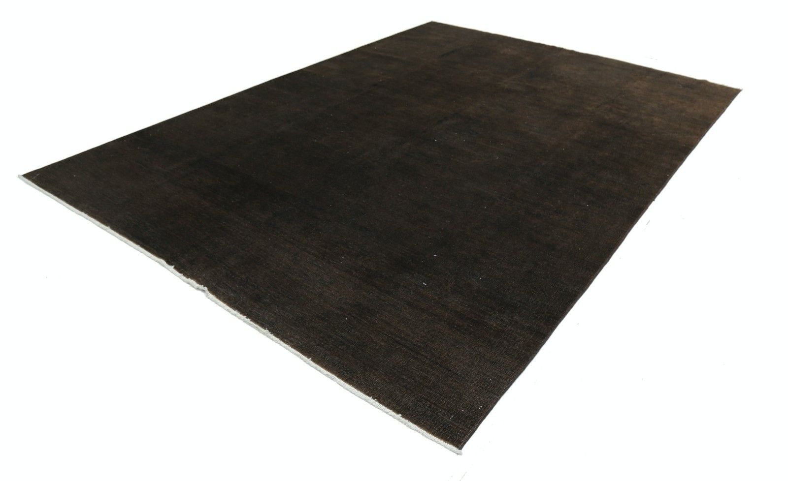 Tapis de laine noué à la main 244 x 341 cm, design minimaliste turc, coloris brun foncé photo furniture