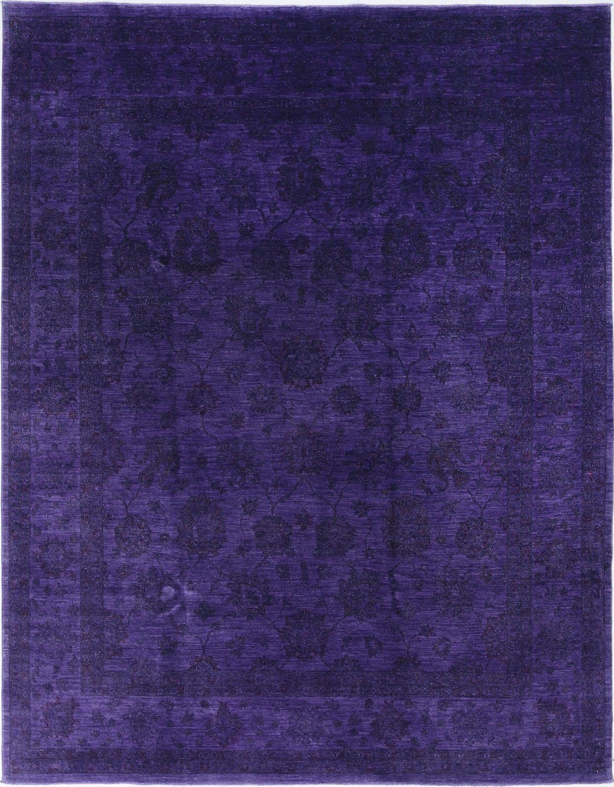 Handgeknoopt paars bloemen vloerkleed 244 x 305 cm voor de woonkamer. 100% wollen tapijt