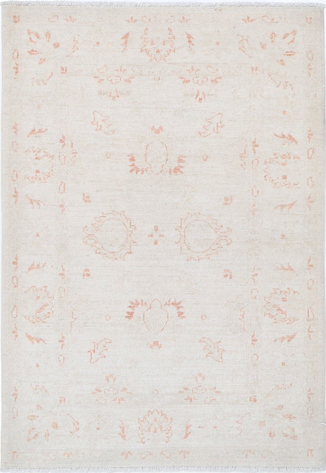 2.8x4 Ft Hand Knotted Small Turkish Wool Rug. Handmade Beige Accent Rug