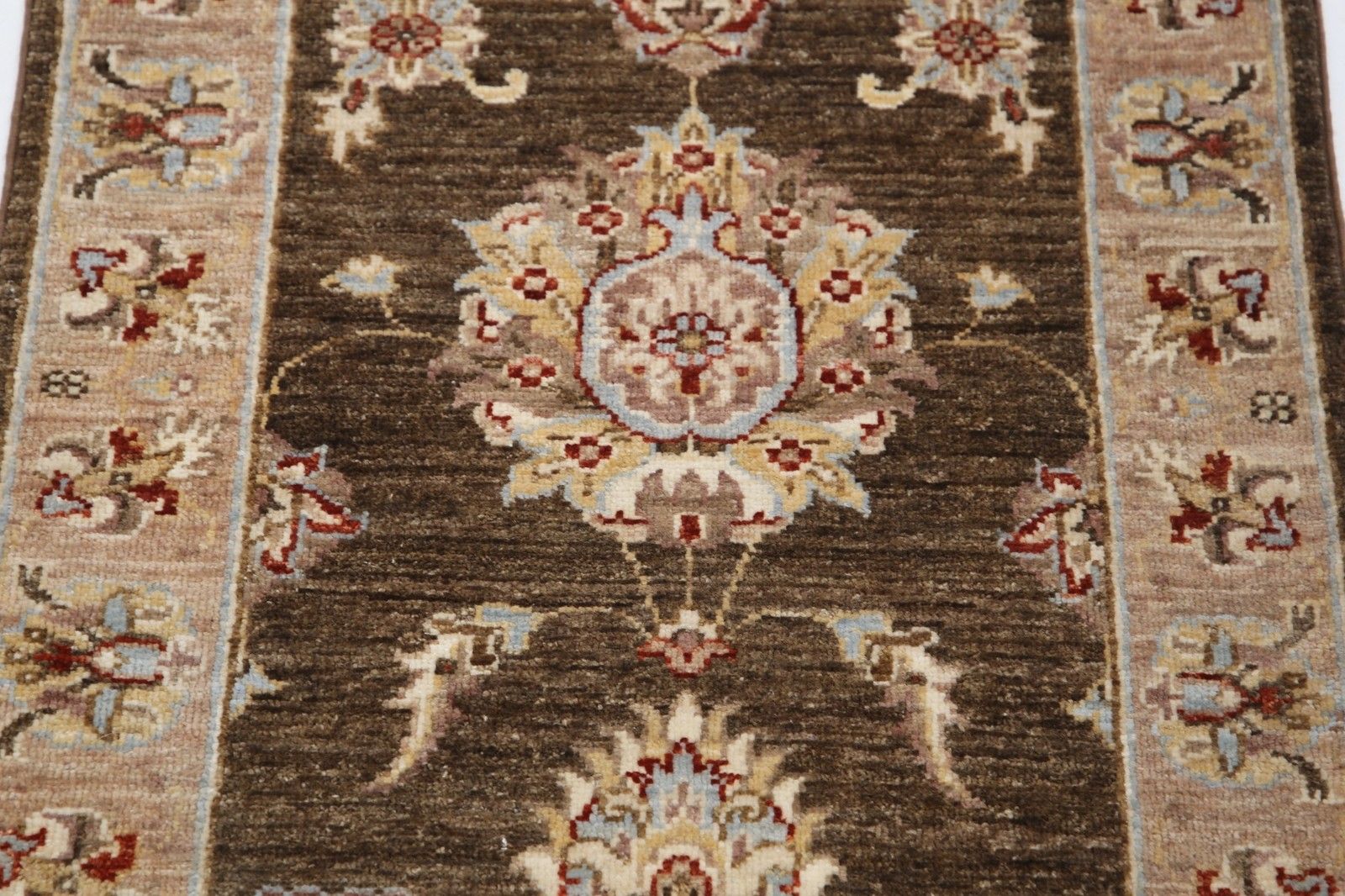 2x3 Ft Brown Handknotted Accent Rug. Handmade Wool Rug For Bedroom And Entryway photo 306.0