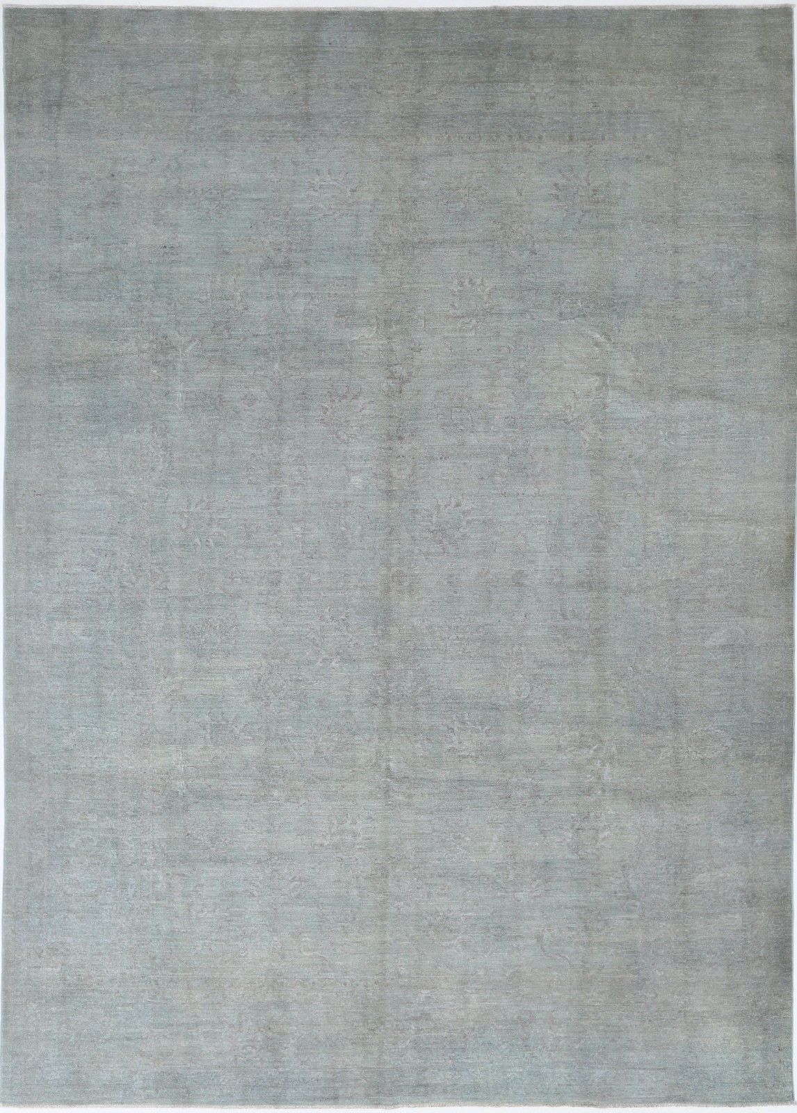 9.7x13.6 Ft Hand Knotted Light Blue Large Area Rug For Living Room. Wool Carpet