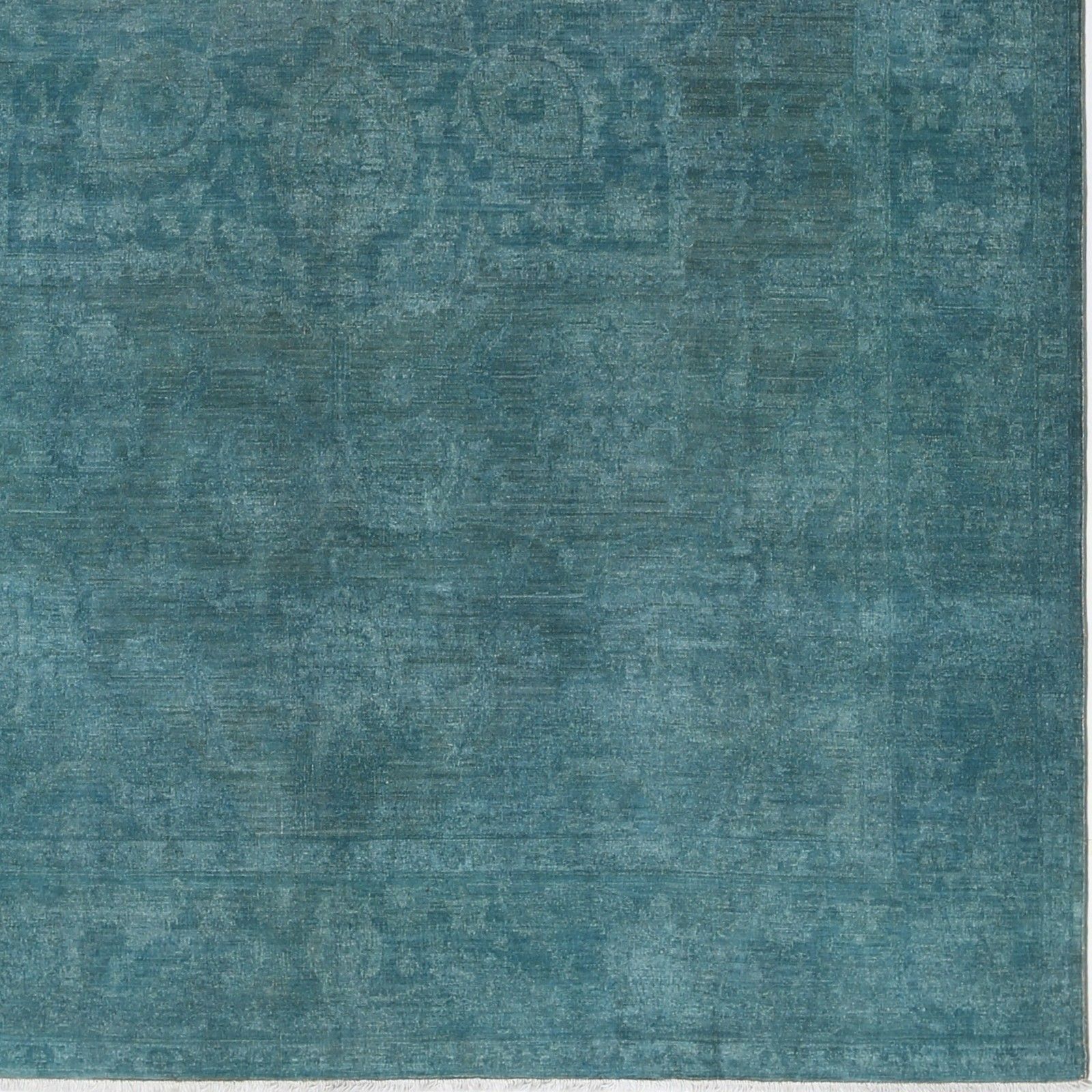 7x10,7 ft handgeknoopt vloerkleed in blauwgroen. Turks tapijt met floraal medaillonmotief photo buy