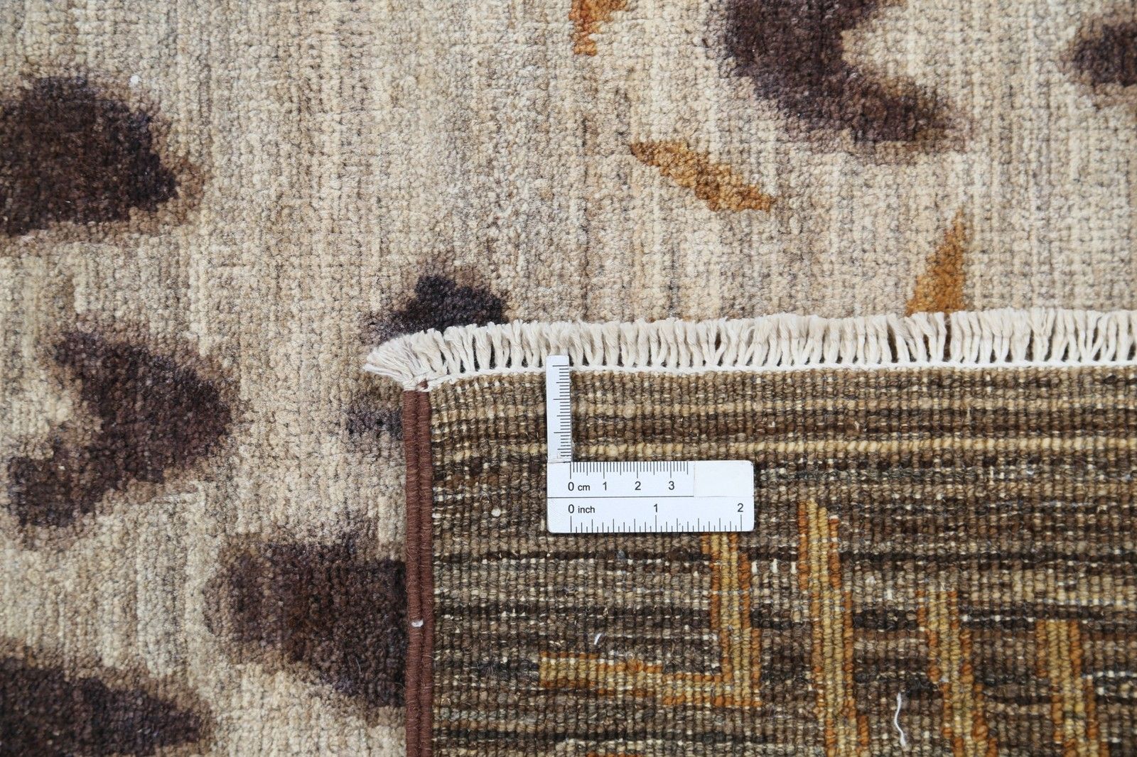 5x6.3 Ft Hand Knotted Brown, Beige And Mustard Area Rug. Abstract Design Carpet photo buy