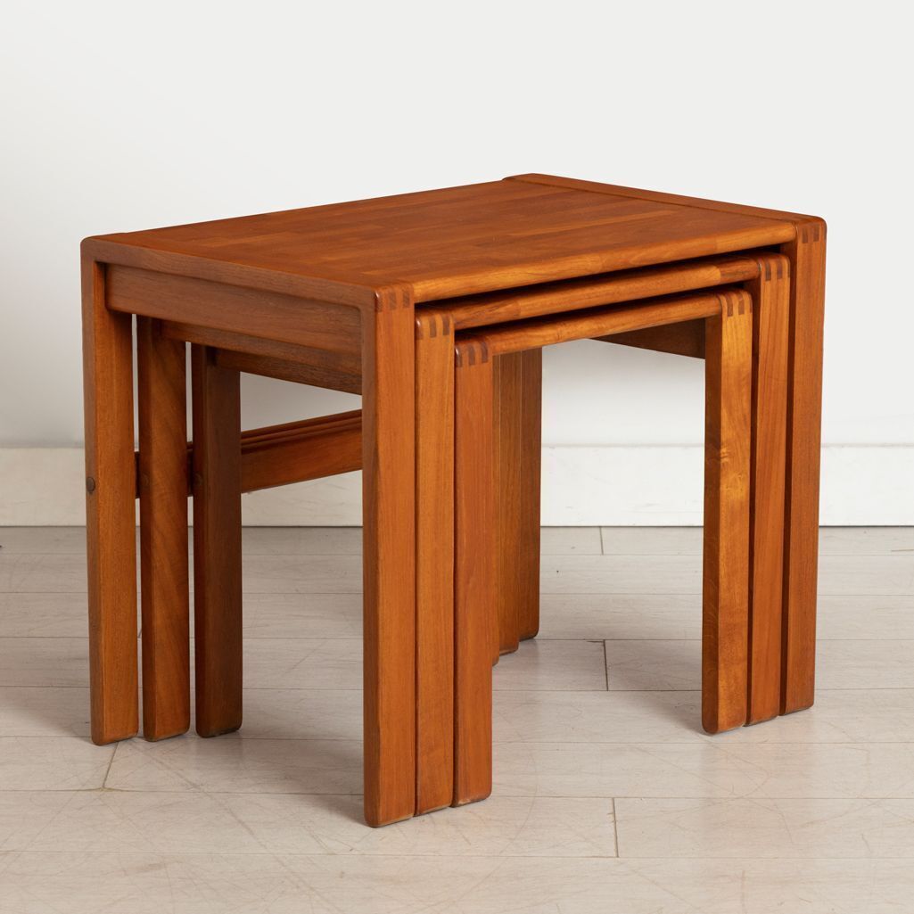 Vintage Nest Of Tables In Staved Teak C.1975 photo Furniture