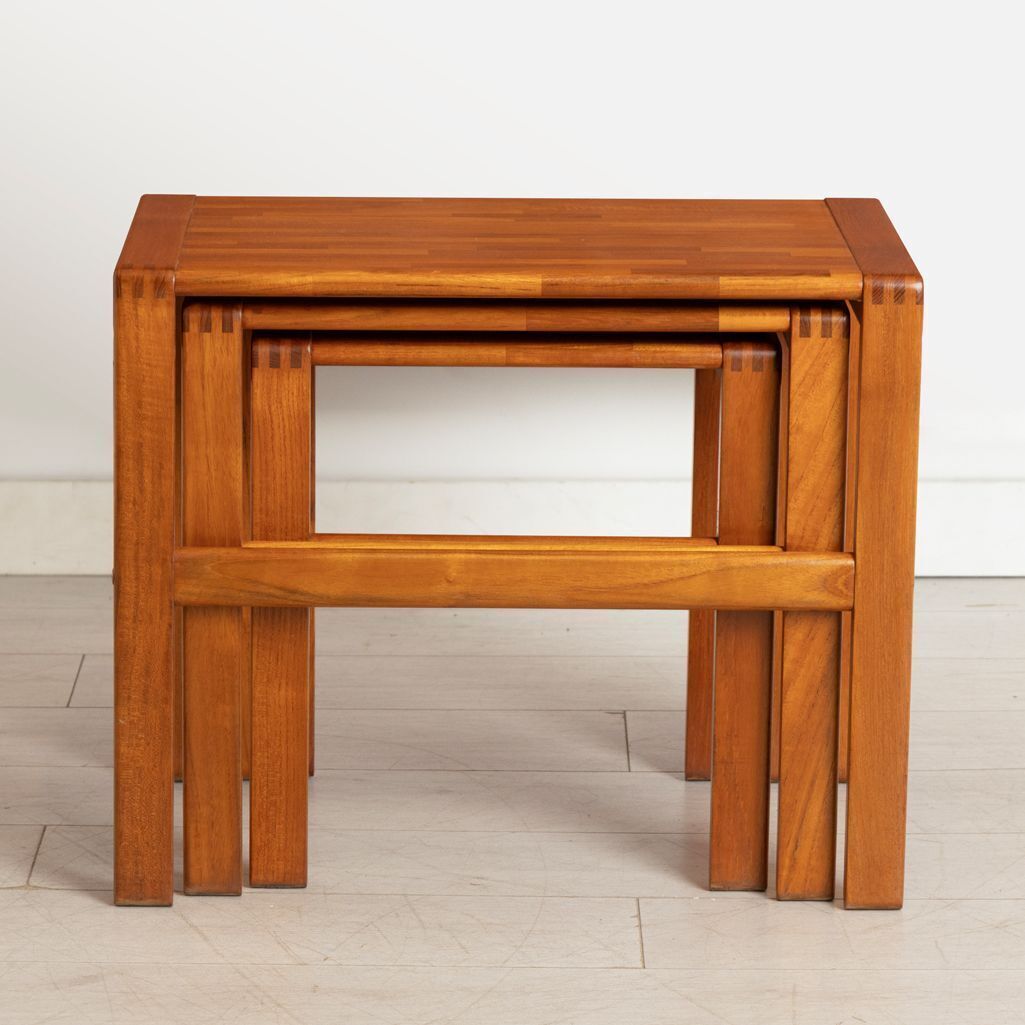 Vintage Nest Of Tables In Staved Teak C.1975 photo vinterior