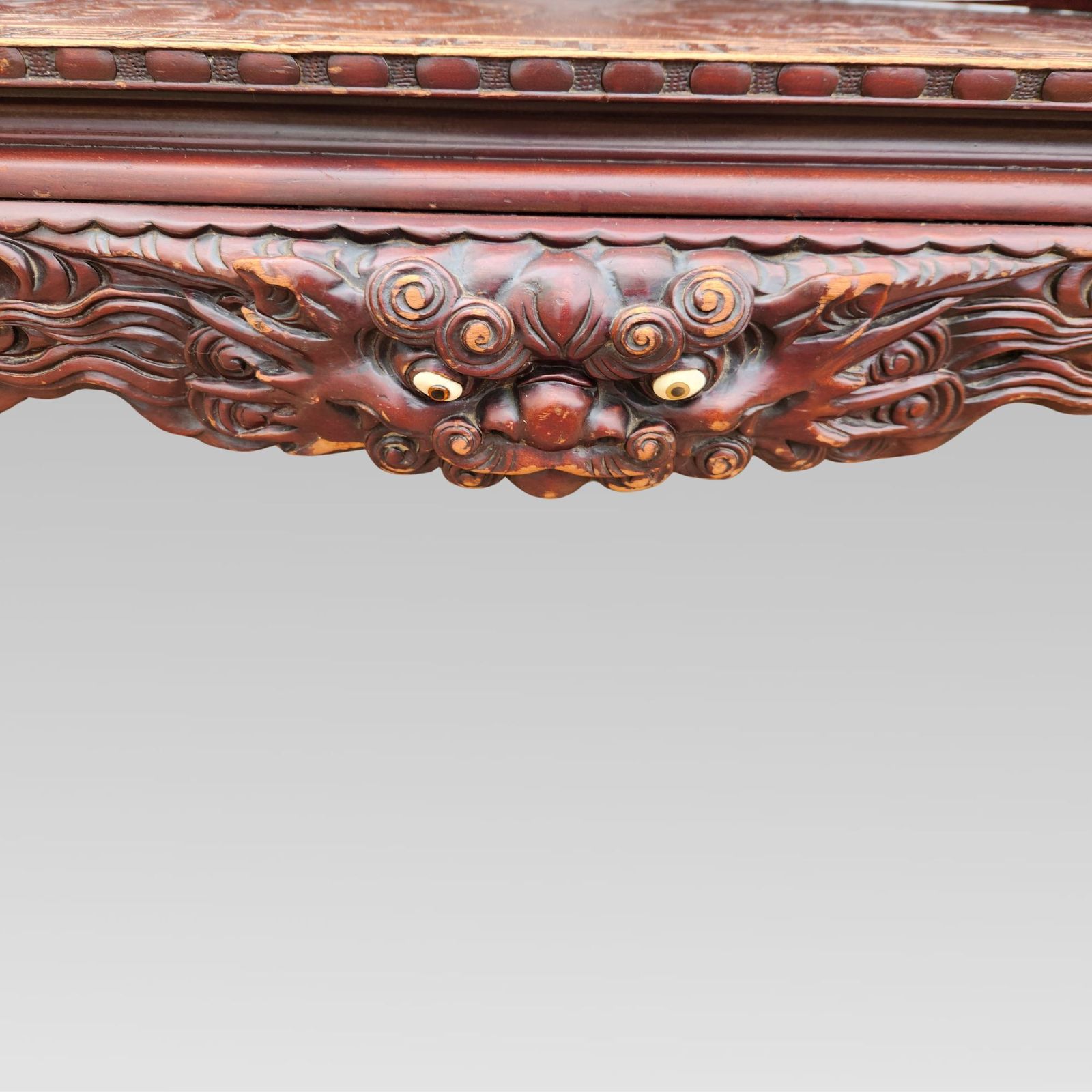 Furniture Exceptional Chinese Dragon Oriental Hall Bench Or Settle, Rosewood C1900 photo