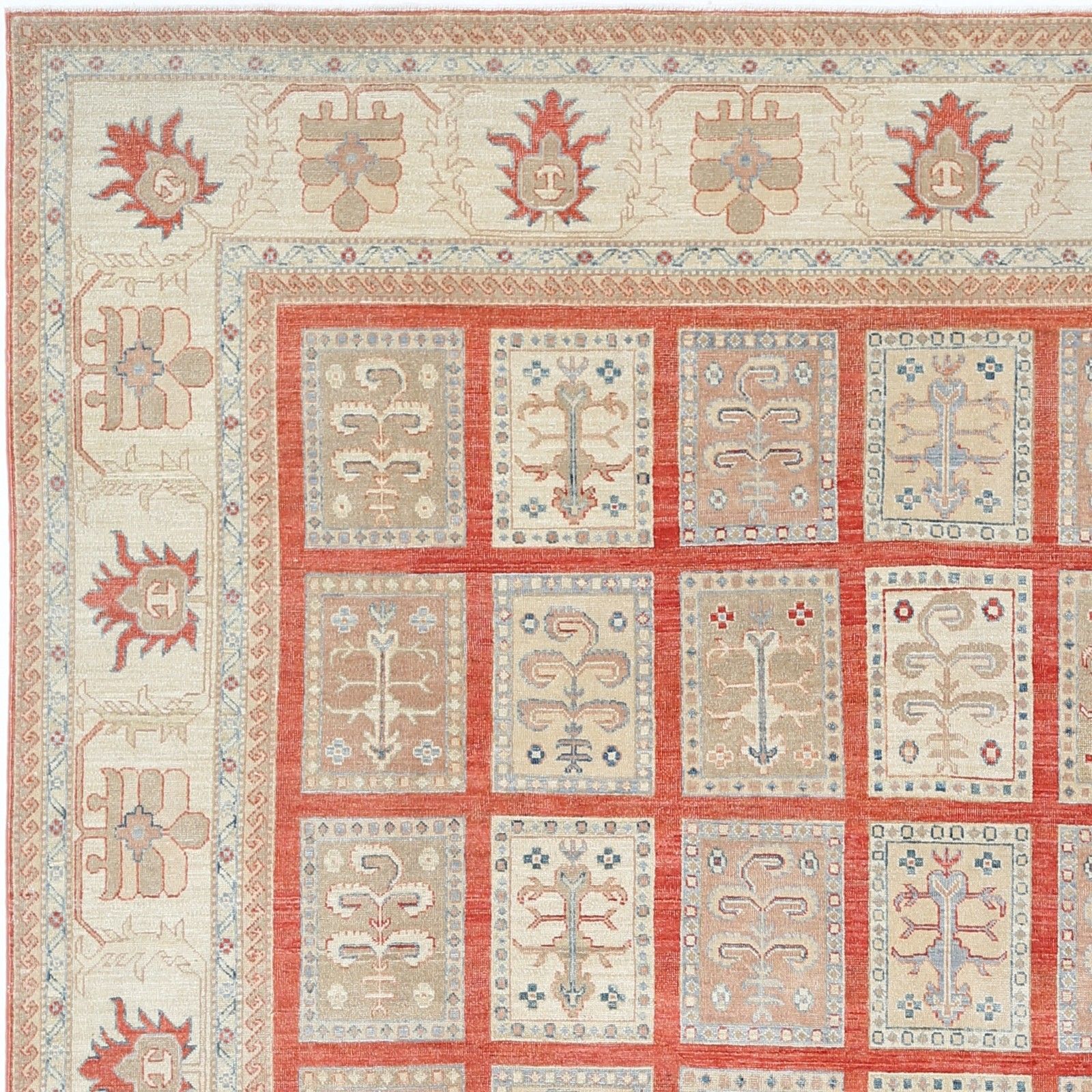 8.8x11.8 Ft Multicolor Handknotted Area Rug. Panel Geometric Design Carpet photo buy