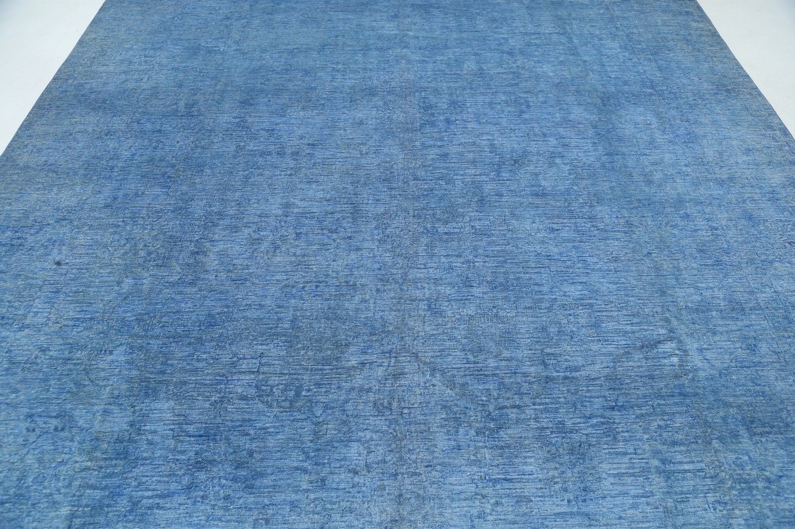 9x12,2 ft handgeknoopt Turks wollen vloerkleed, groot formaat. Blauw tapijt voor de woonkamer photo for sale