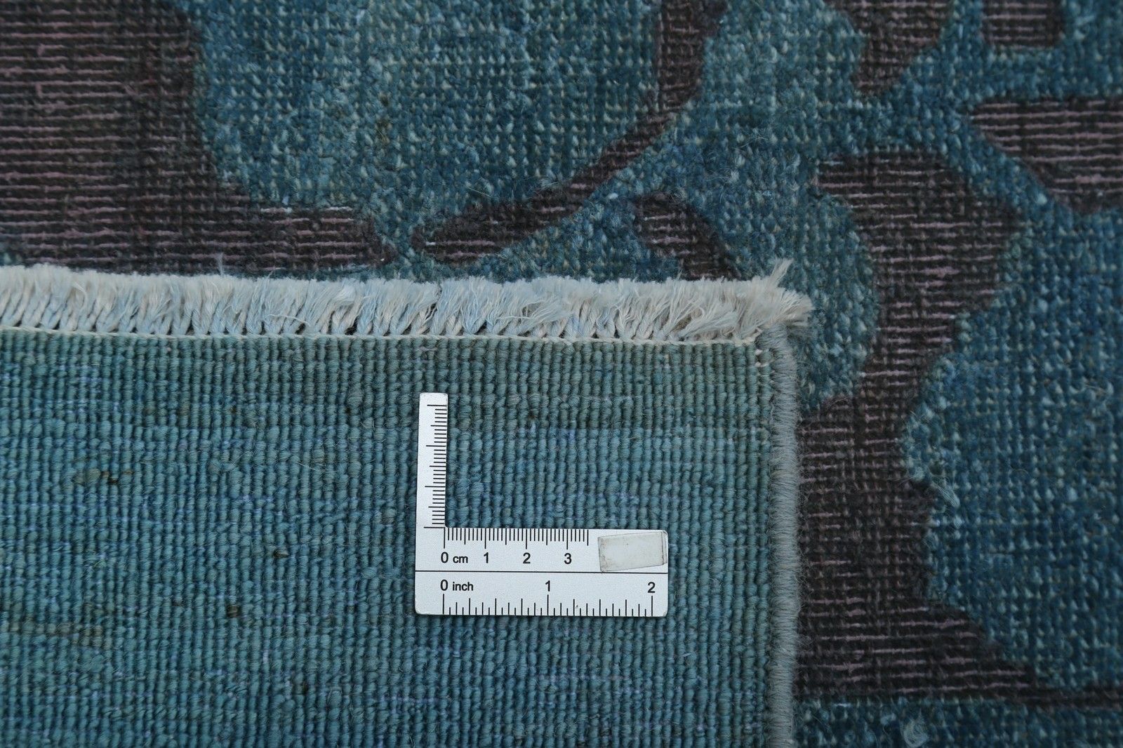 3,2 x 19,6 ft handgeknoopt blauw, bruin lang loperkleed. Bloemen gangloper. 100% wol photo 3039.0