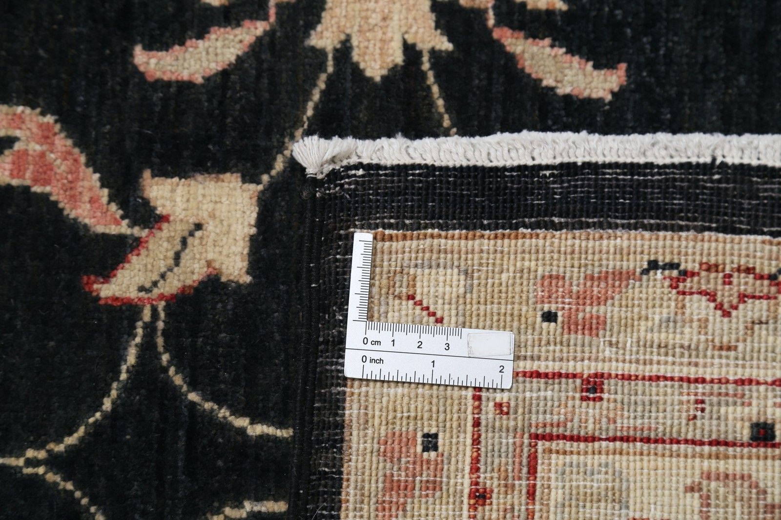 6.8x9.7 Ft Hand Knotted Floral Large Area Rug With Black Field And Beige Border photo buy