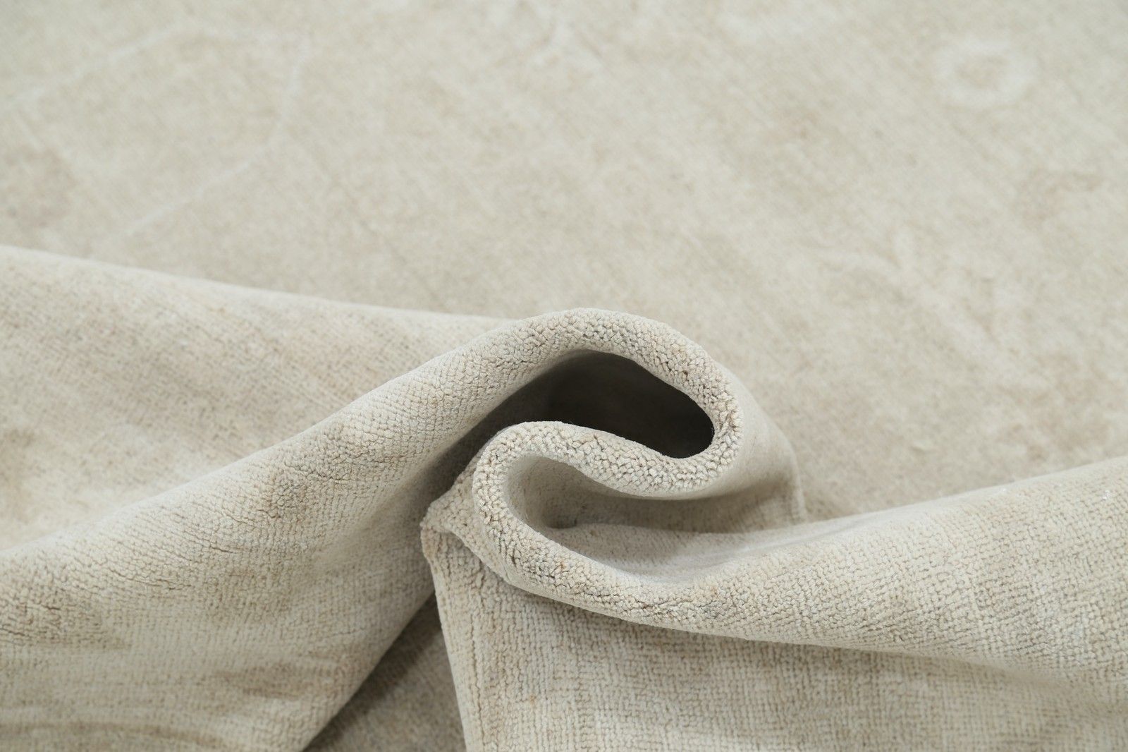 8x9,7 ft Handgeknoopt Beige Wollen Oushak Vloerkleed met Allover Bloemmotief photo buy