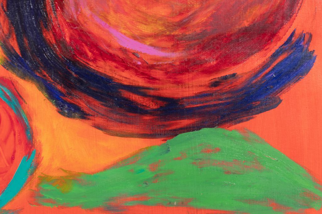 Abstract Oil On Paper Attributed To Jeff Hoare (1923 2019) photo vintage