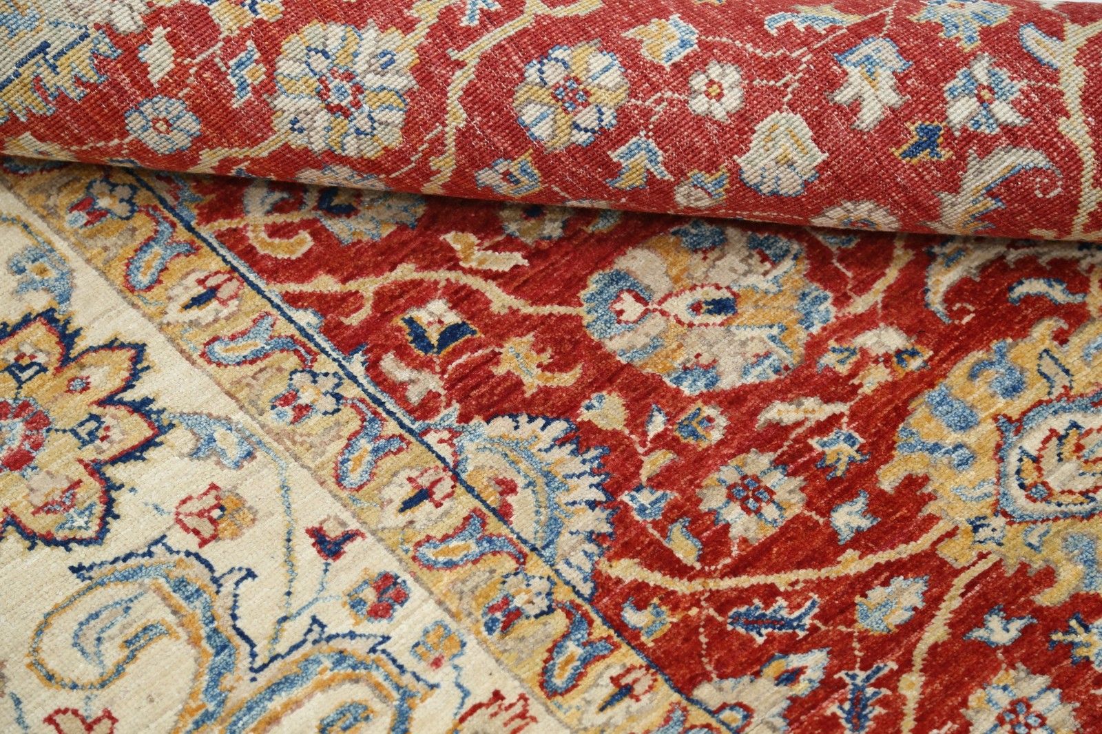 6.7x9.7 Ft Hand Knotted Floral Oushak Large Area Rug In Red And Beige. 100% Wool photo vinterior