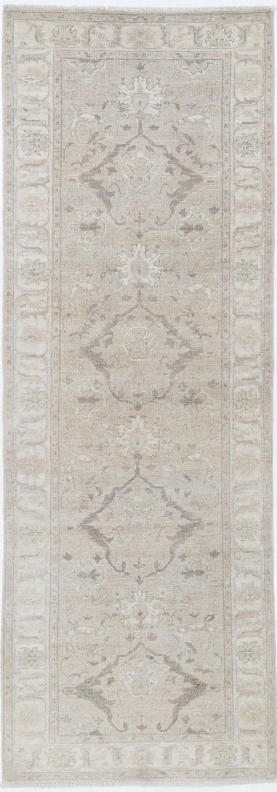Tapis de couloir fleuri 0,80 x 2,35 m. Tapis de cuisine beige. Tapis de couloir fait main