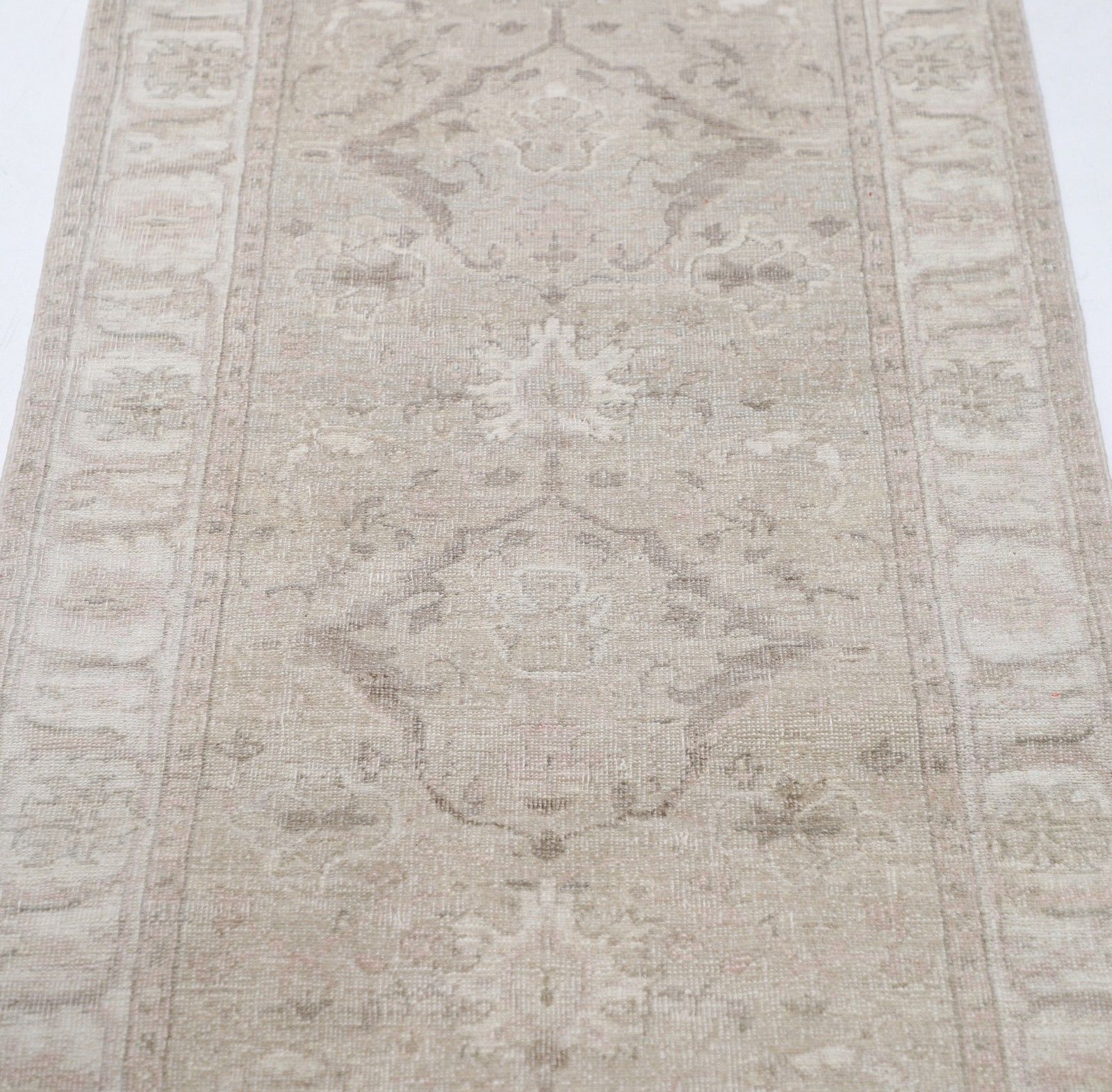 2.6x7.7 Ft Floral Hallway Rug. Beige Kitchen Runner Rug. Handmade Corridor Rug photo for sale