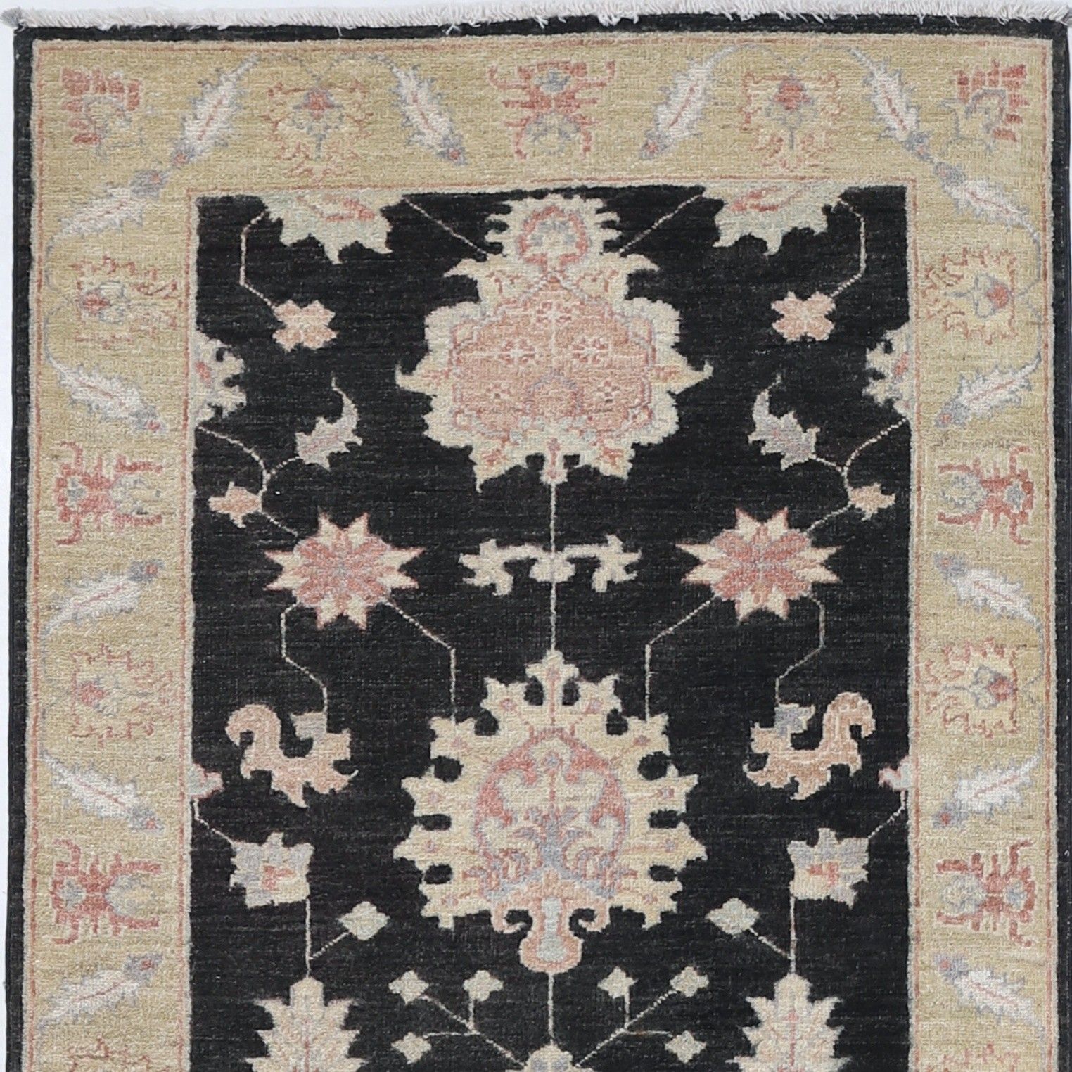 2.7x8.2 Ft Floral Hallway Runner. Black Kitchen Rug. Handknotted Corridor Rug photo vinterior