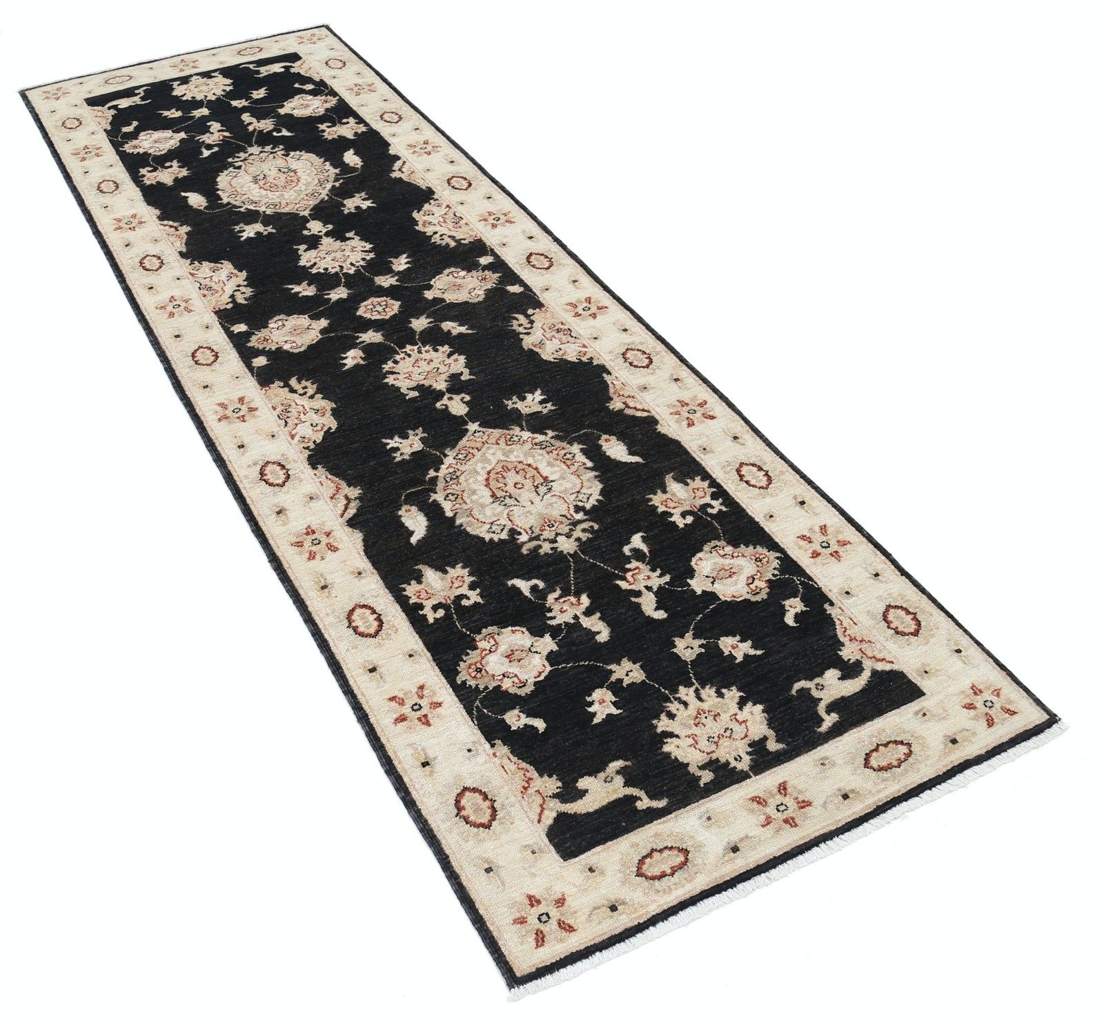 2.6x7.7 Ft Black, Beige Runner Rug For Corridor. Hallway Rug. Floral Kitchen Rug photo furniture