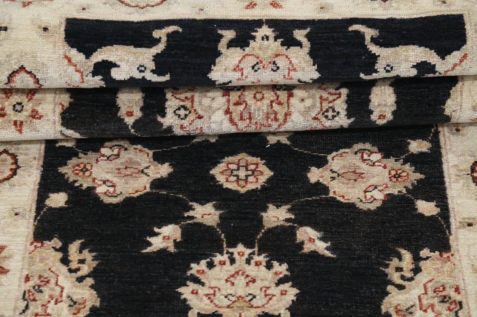 2.6x7.7 Ft Black, Beige Runner Rug For Corridor. Hallway Rug. Floral Kitchen Rug photo vinterior